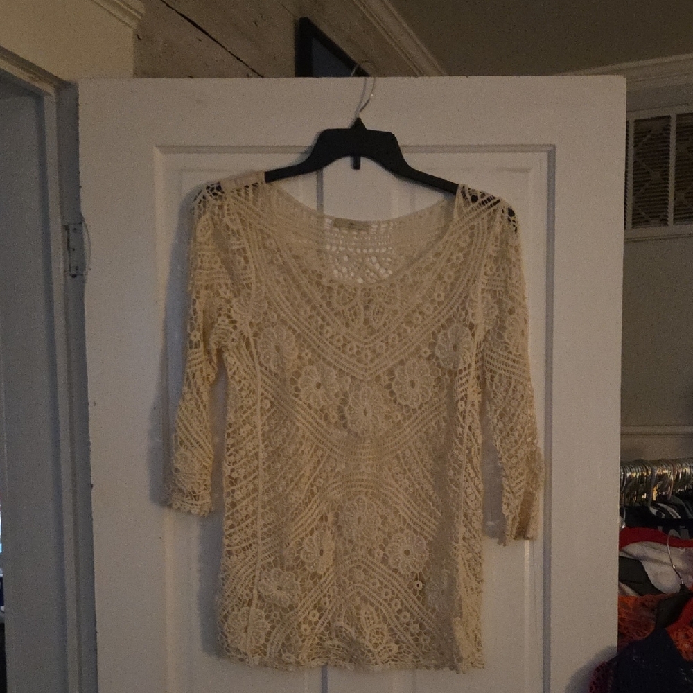 Chic Lace Scoop Neck Sweater